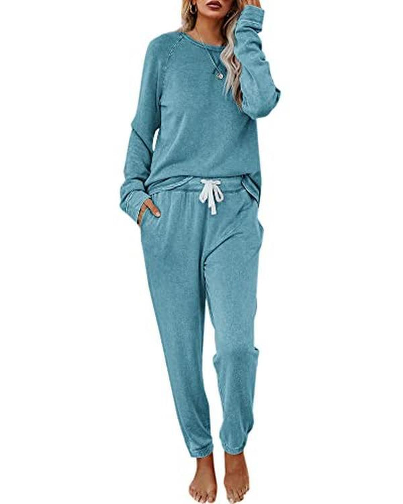 FISOEW Women'S Solid Sweatsuit Set 2 Piece Long Sleeve Pullover and Drawstring Sweatpants Sport Outfits Sets Viral Knit Set Two Piece Set Women Two Piece Outfits Matching Sets Women #Tiktokshopblackfriday #Tiktokshopcybermonday