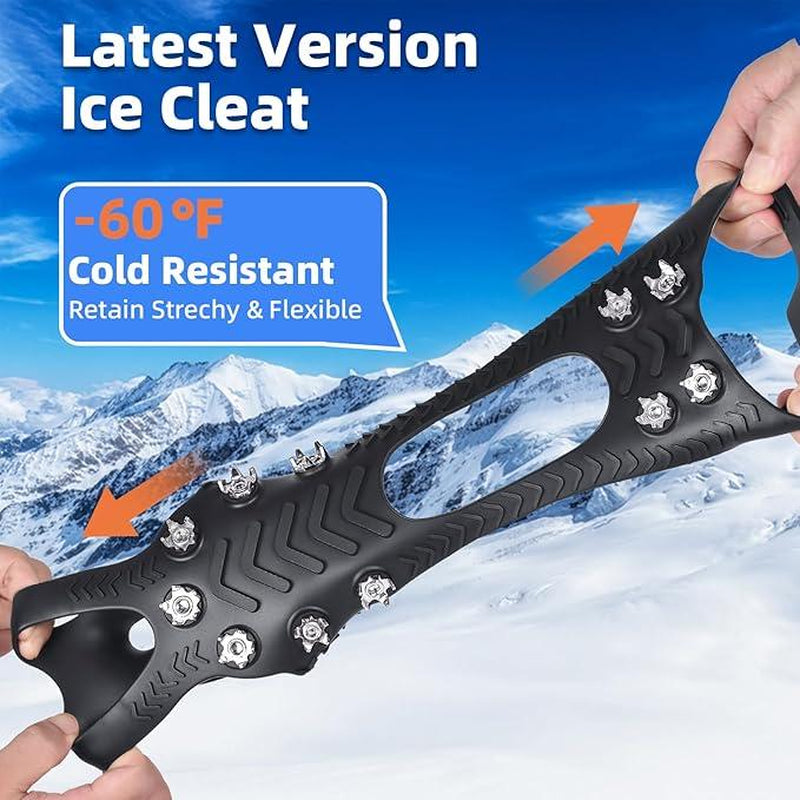 ZUXNZUX Crampons, Ice Cleats for Shoes and Boots, Silicone Stainless Steel Grippers Shoe Spikes Grips Traction for Ice Snow, Winter Hiking Climbing Ice Fishing
