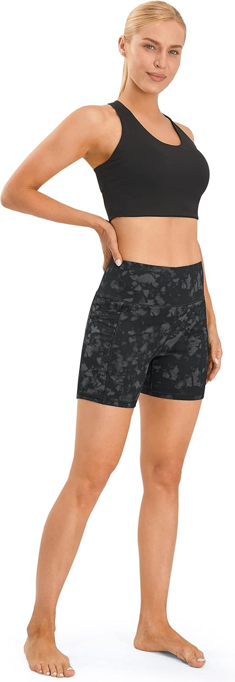 Women'S High Waist Biker Shorts with Pockets, Tummy Control Athletic Workout Running Yoga Shorts