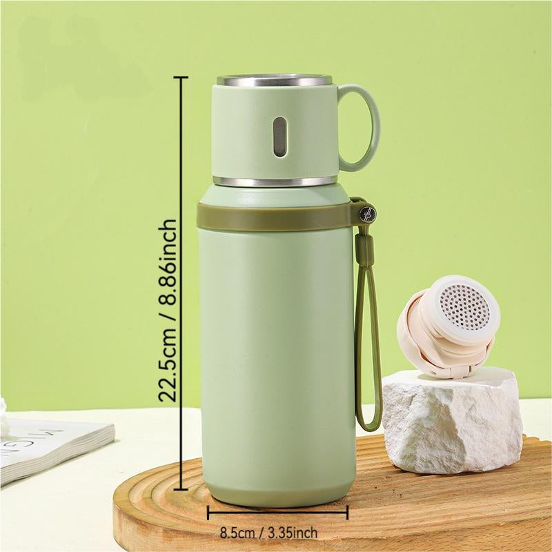 29Oz Stainless Steel Insulated Water Bottle with Rope Handle, Dual Function Coffee Mug, Portable Outdoor Hydration Flask for Camping & Travel, Tumbler, Vacuum Insulated Flask