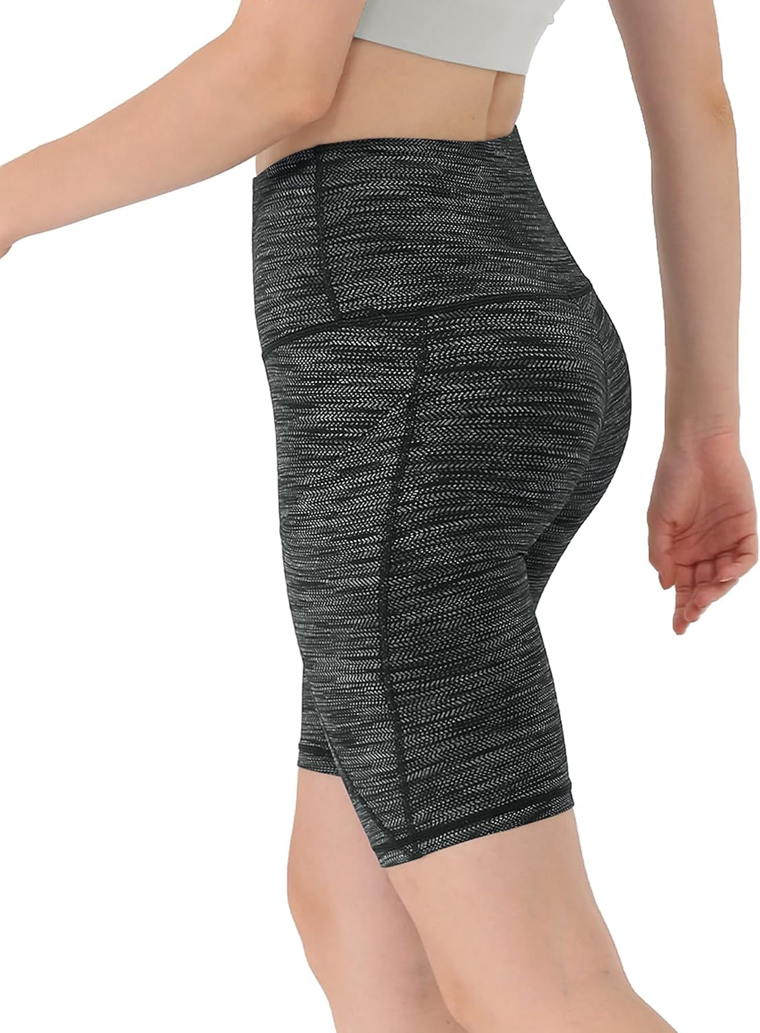 Women'S 9" High Waisted Biker Shorts with Pockets, Tummy Control Non See through Workout Sports Athletic Running Yoga Shorts, Jacquard Black, Small