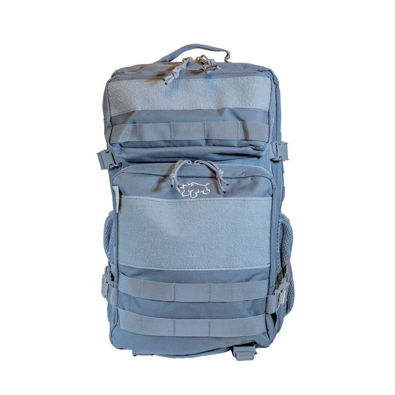 MUCITUP Rhino Pack Tactical Backpack 500D Nylon MOLLE EDC - Grey Black & MCBK Lightweight Dual-Compartment Layout with Admin Pocket & Interior Sleeves