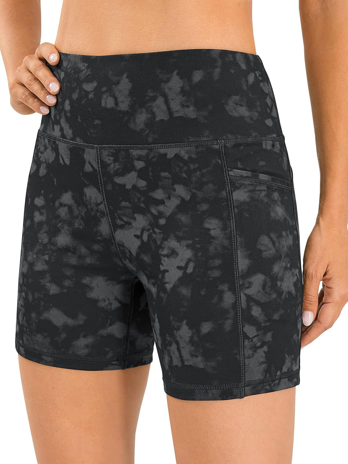 Women'S High Waist Biker Shorts with Pockets, Tummy Control Athletic Workout Running Yoga Shorts