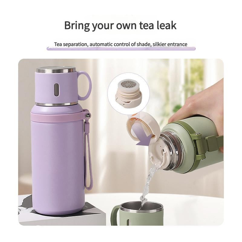 29Oz Stainless Steel Insulated Water Bottle with Rope Handle, Dual Function Coffee Mug, Portable Outdoor Hydration Flask for Camping & Travel, Tumbler, Vacuum Insulated Flask