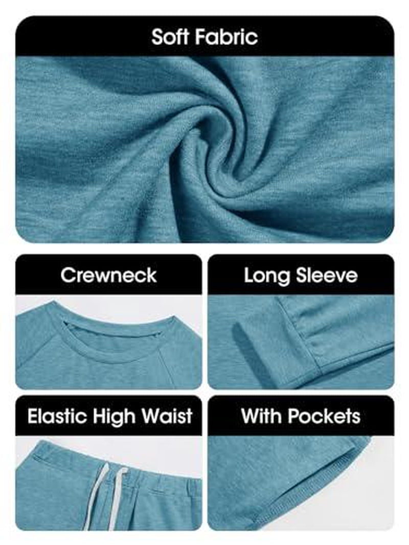 FISOEW Women'S Solid Sweatsuit Set 2 Piece Long Sleeve Pullover and Drawstring Sweatpants Sport Outfits Sets Viral Knit Set Two Piece Set Women Two Piece Outfits Matching Sets Women #Tiktokshopblackfriday #Tiktokshopcybermonday