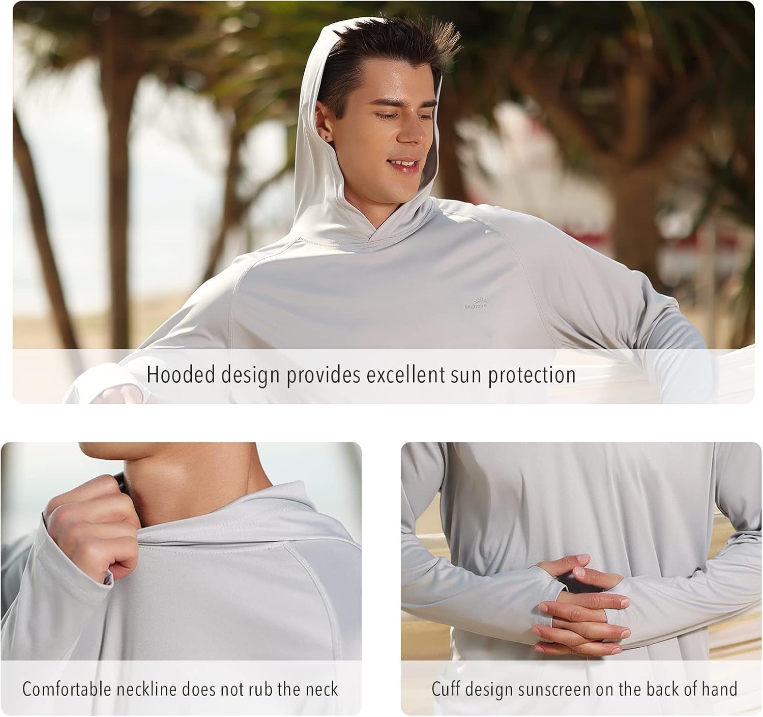 Men'S UPF 50+ Long Sleeve Sun Shirts UV Protection Hoodie Rash Guard Hiking Fishing Swim T Shirt