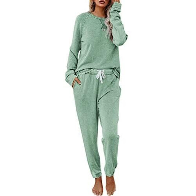 FISOEW Women'S Solid Sweatsuit Set 2 Piece Long Sleeve Pullover and Drawstring Sweatpants Sport Outfits Sets Viral Knit Set Two Piece Set Women Two Piece Outfits Matching Sets Women #Tiktokshopblackfriday #Tiktokshopcybermonday