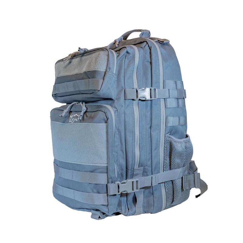 MUCITUP Rhino Pack Tactical Backpack 500D Nylon MOLLE EDC - Grey Black & MCBK Lightweight Dual-Compartment Layout with Admin Pocket & Interior Sleeves