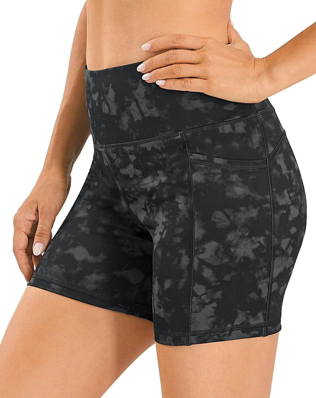 Women'S High Waist Biker Shorts with Pockets, Tummy Control Athletic Workout Running Yoga Shorts