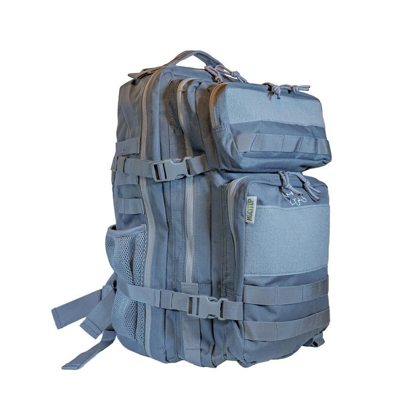 MUCITUP Rhino Pack Tactical Backpack 500D Nylon MOLLE EDC - Grey Black & MCBK Lightweight Dual-Compartment Layout with Admin Pocket & Interior Sleeves