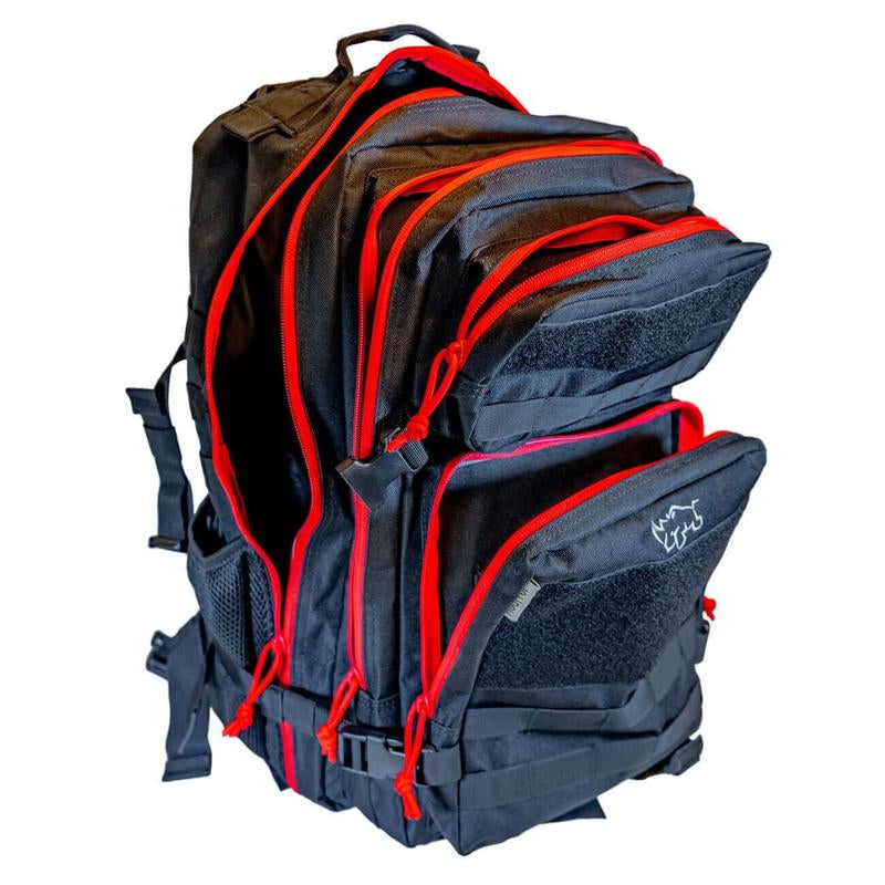 MUCITUP Rhino Pack Tactical Backpack 500D Nylon MOLLE EDC - Grey Black & MCBK Lightweight Dual-Compartment Layout with Admin Pocket & Interior Sleeves